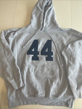 Brandy Melville Gray Hoodie with Navy '44' Graphic